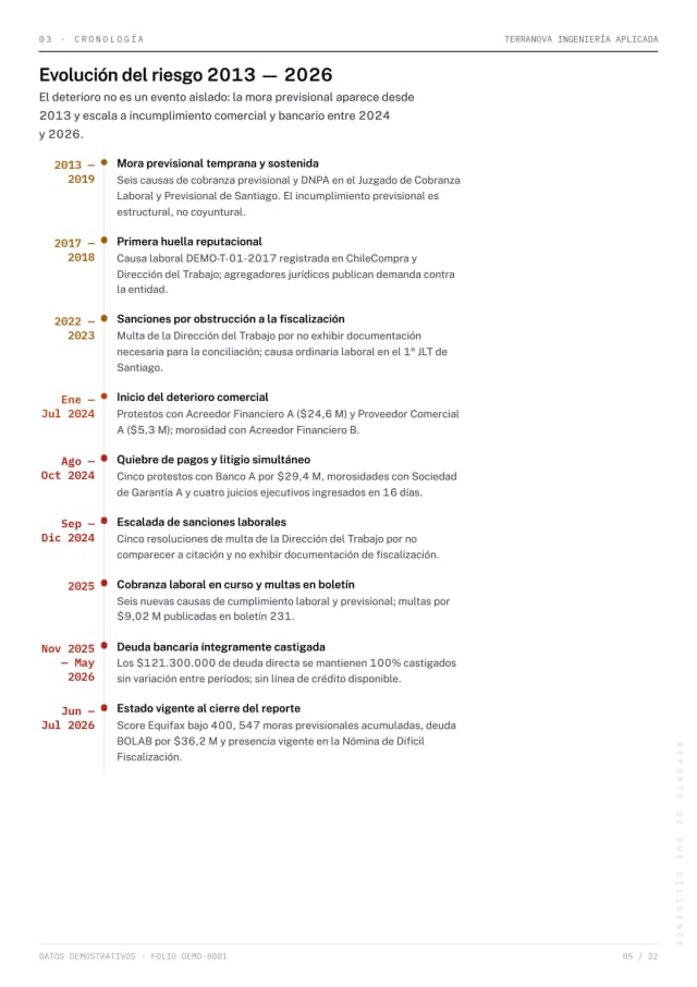 Página 5 del reporte Due Diligence de demostración