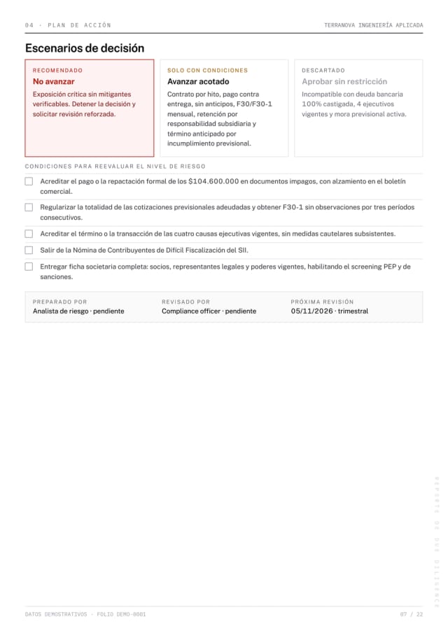 Página 7 del reporte Due Diligence de demostración